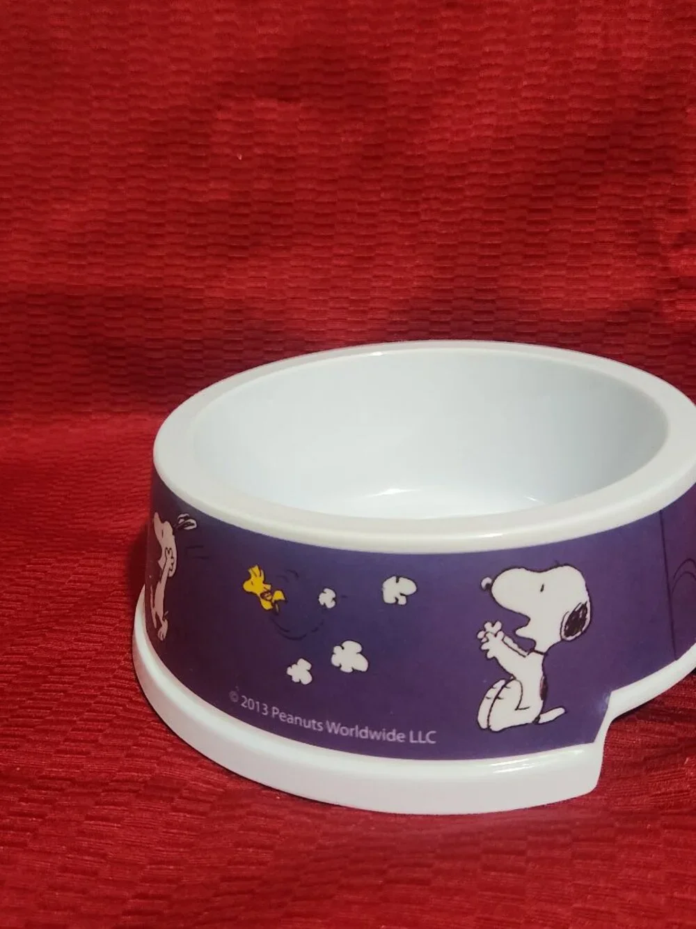 Peanuts Snoopy Dog Bowl Pet Dish 2013 Kore Purple Woodstock New